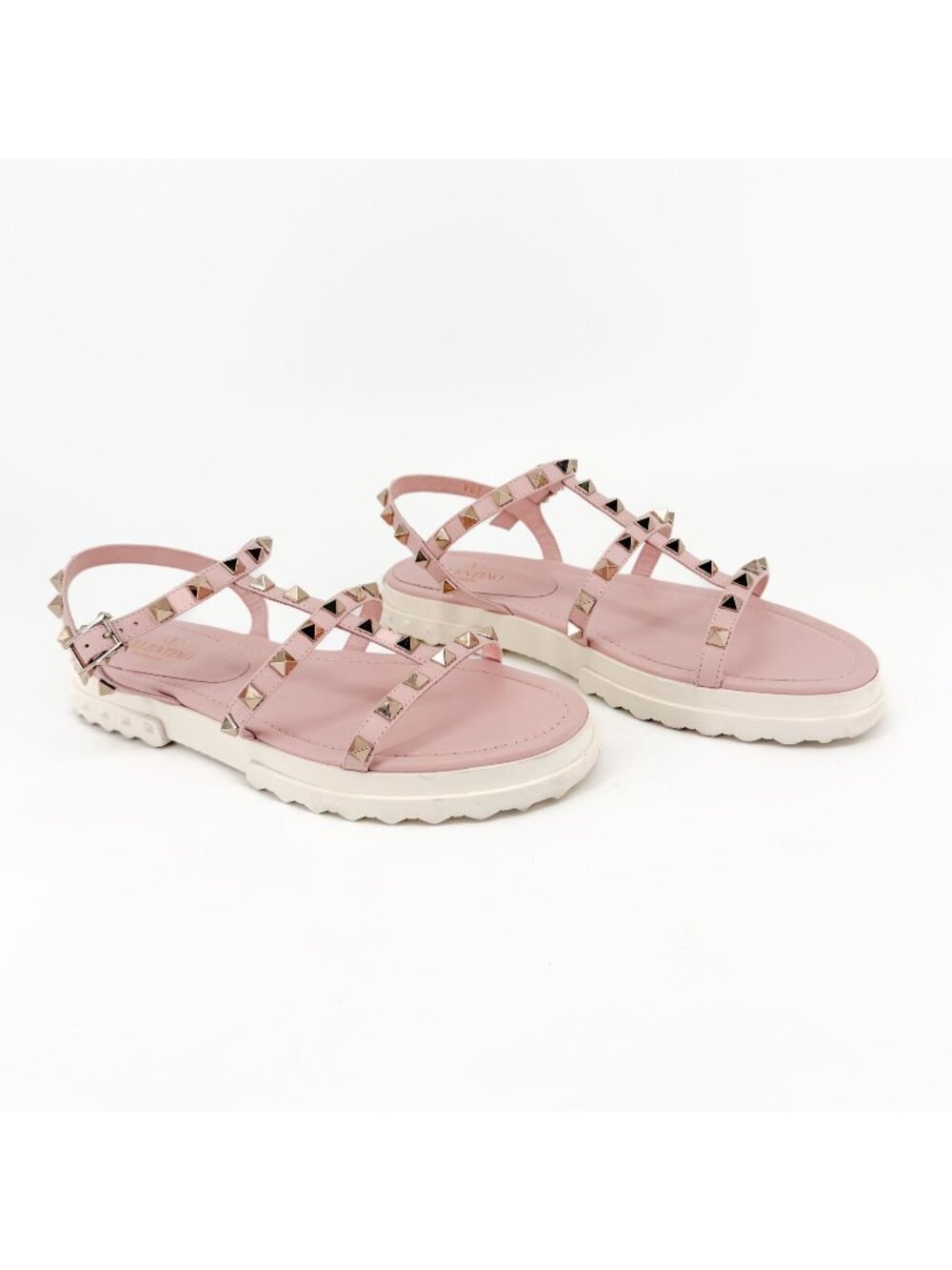 Valentino Rockstud Caged Fisherman Sandals Pink Leather Size 38 US 8 Women’s